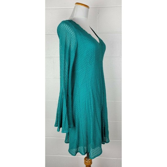 NWT Nanette Lepore Ciao Bella Shift Dress Jade Green Bell Sleeve Boho 8 - Picture 3 of 10